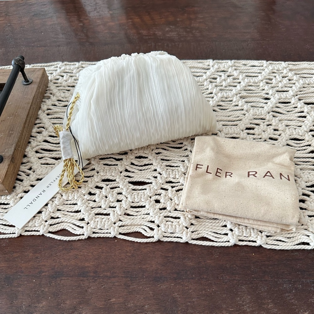 Loeffler Randall Bailey Pleated Frame Clutch - Pearl/Gold - New with Tags